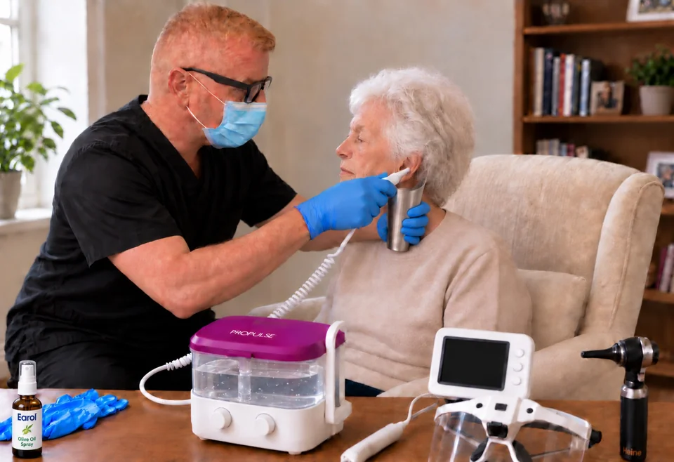 James providing ear care during a home visit